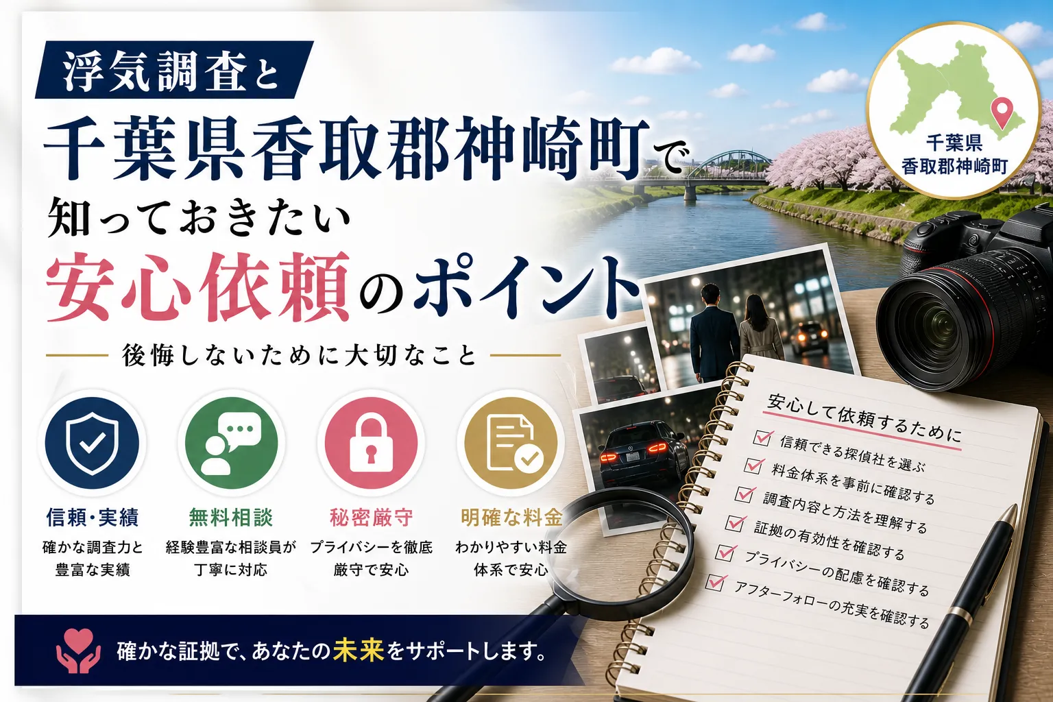 浮気調査と千葉県香取郡神崎町で知っておきたい安心依頼のポイント