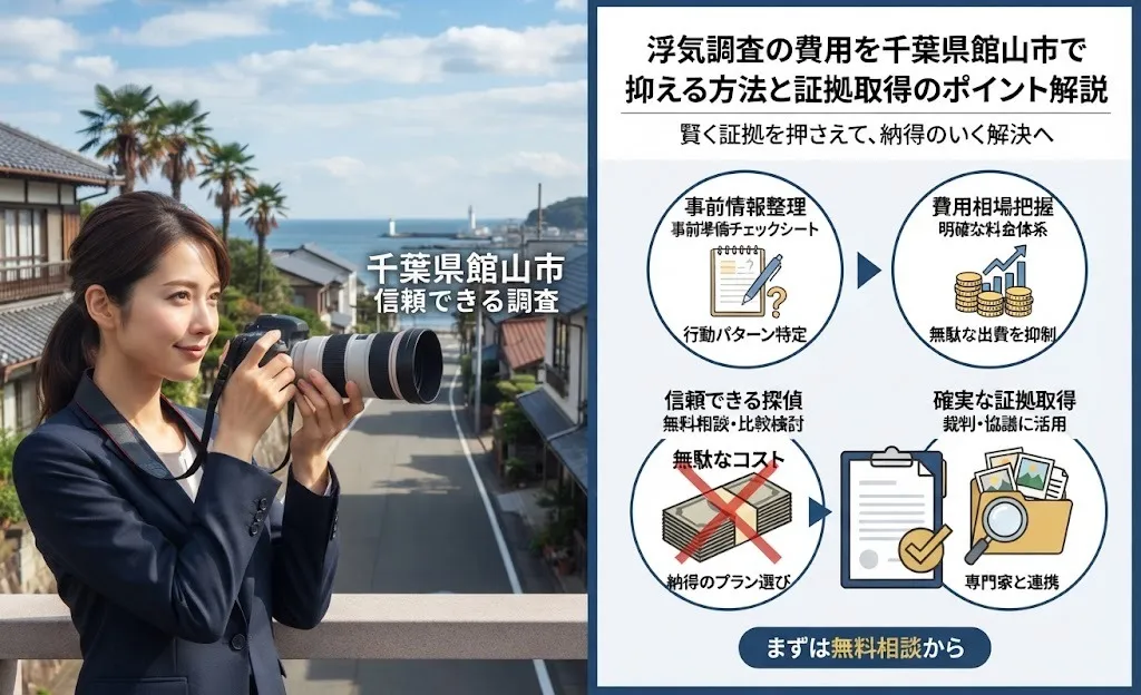 浮気調査の費用を千葉県館山市で抑える方法と証拠取得のポイント解説